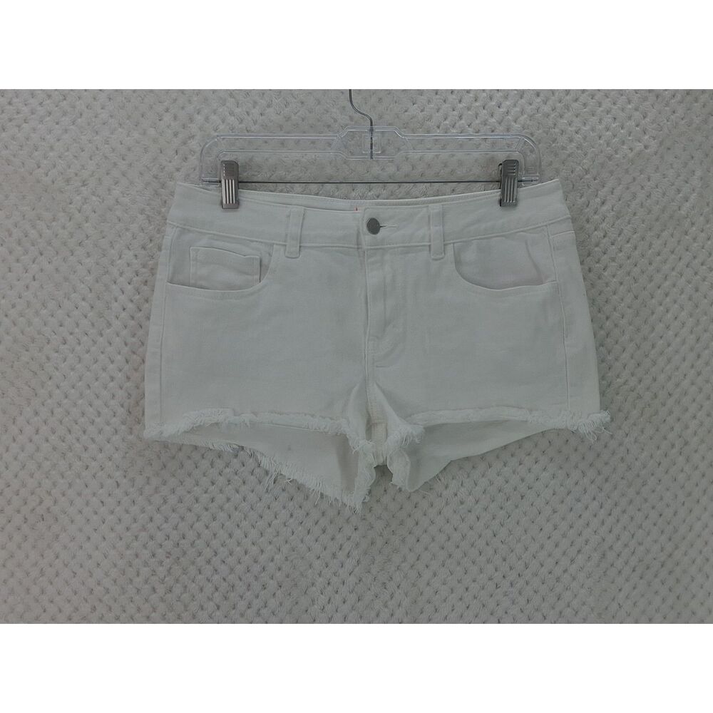 PINK Victoria's Secret White Denim Frayed Hem Shorts Women's 8